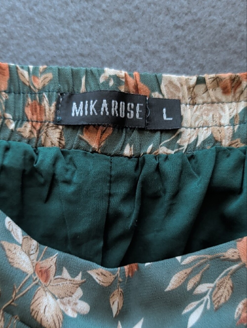 Mikarose Teal Floral A-Line Skirt with Tan & Cream Roses - Picture 2 of 2